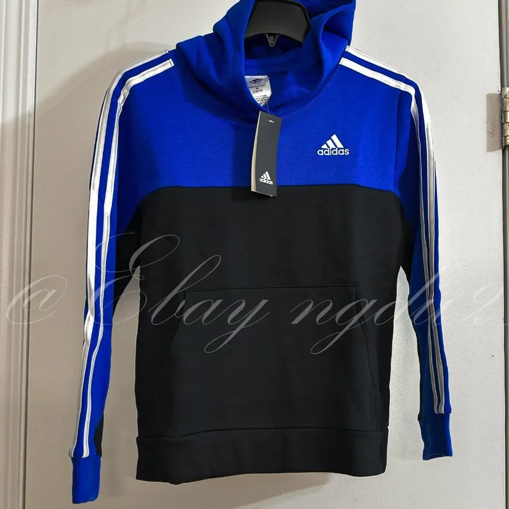 Adidas Boys'‎ Youth Pullover Fleece Hoodie BLUE/BLACK